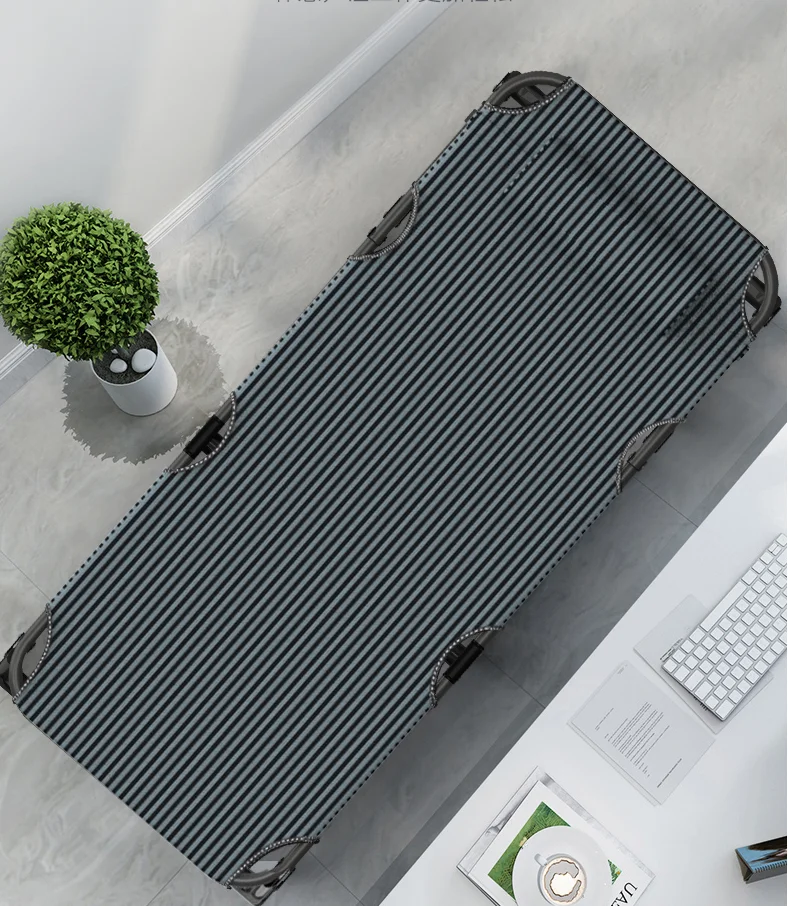 Lightweight Portable Adjustable Durable Garden Canvas Metal Foldable Camping  Bed Cot  with Soft Mattress