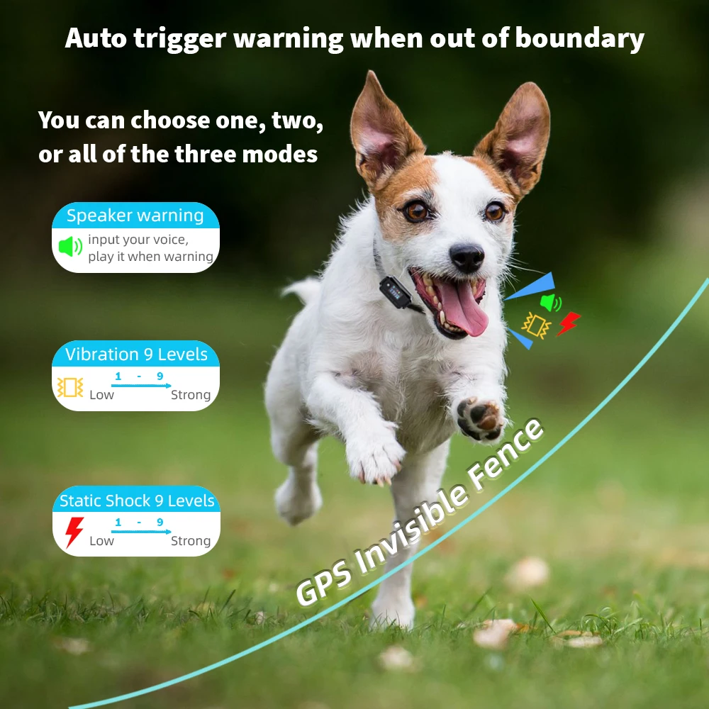 New Arrival GPS Wireless Electric Dog Fence GF01 Shock Training Collar Outdoor Waterproof Containment System for Cat Pets Animal