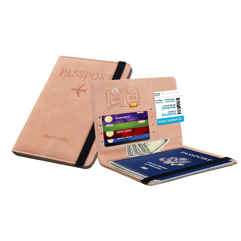 wholesale Card Case Slot Ticket Holder pu leather passport card holder rfid family travel wallet passport holder