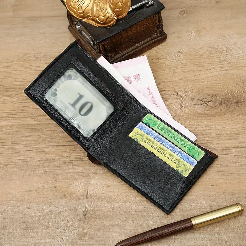 Fashion Vintage Short Wallet Genuine Leather Wallet Mini Purse Coin Pouch Woven Card Bag