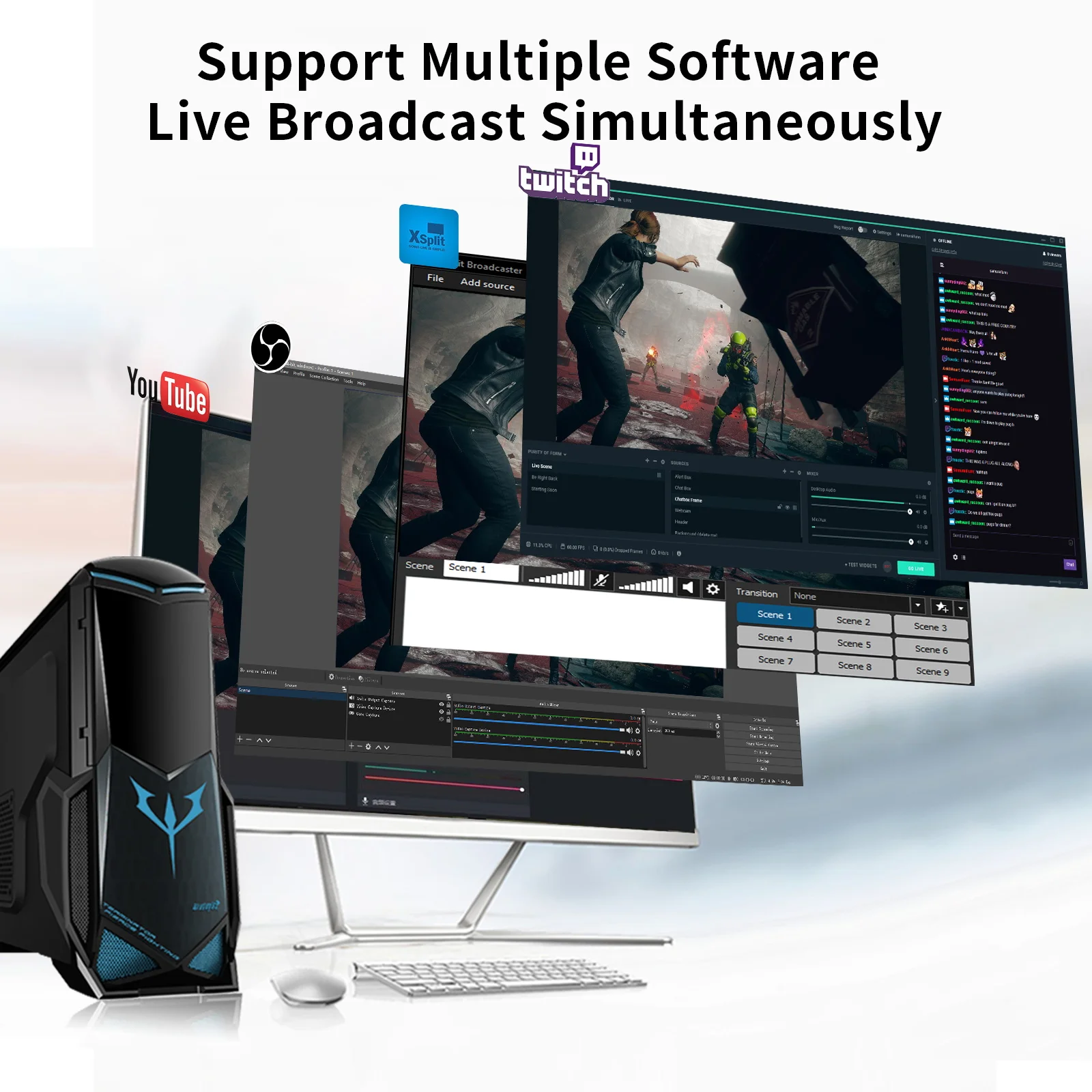 Acasis High Quality PCI-e interface HD Video Capture Card with 4k60 passthrough&1080P60 output for computer