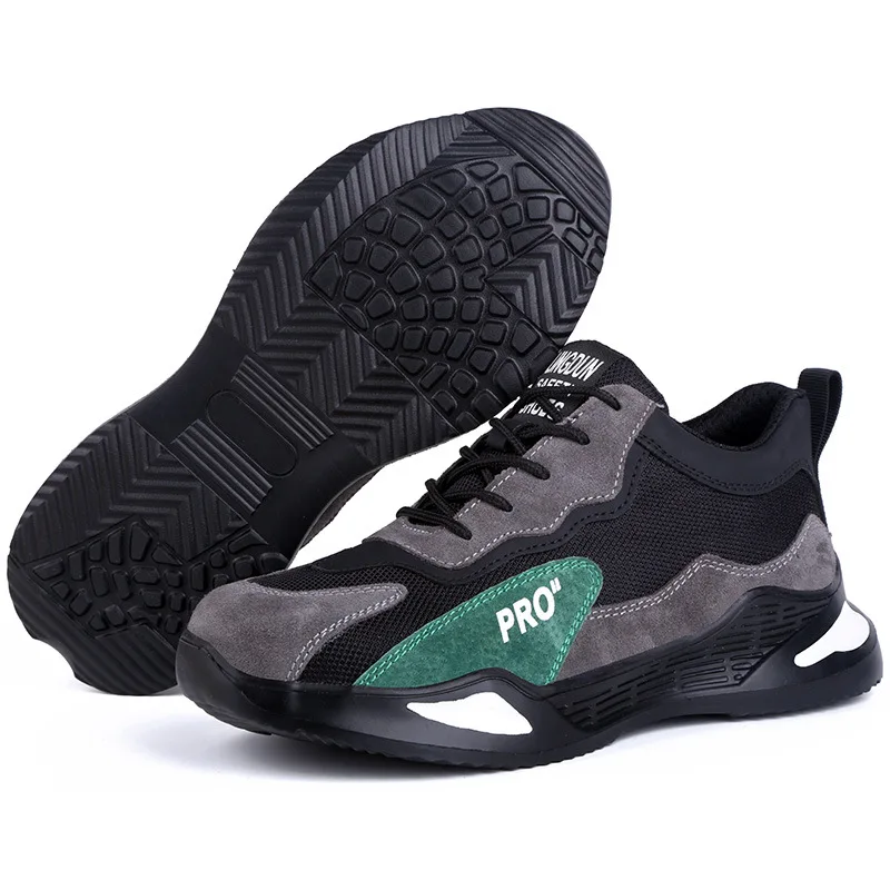 Flying woven labor protection shoes Lightweight anti-skid and wear-resistant safety protective shoes in summer Breathable, anti-