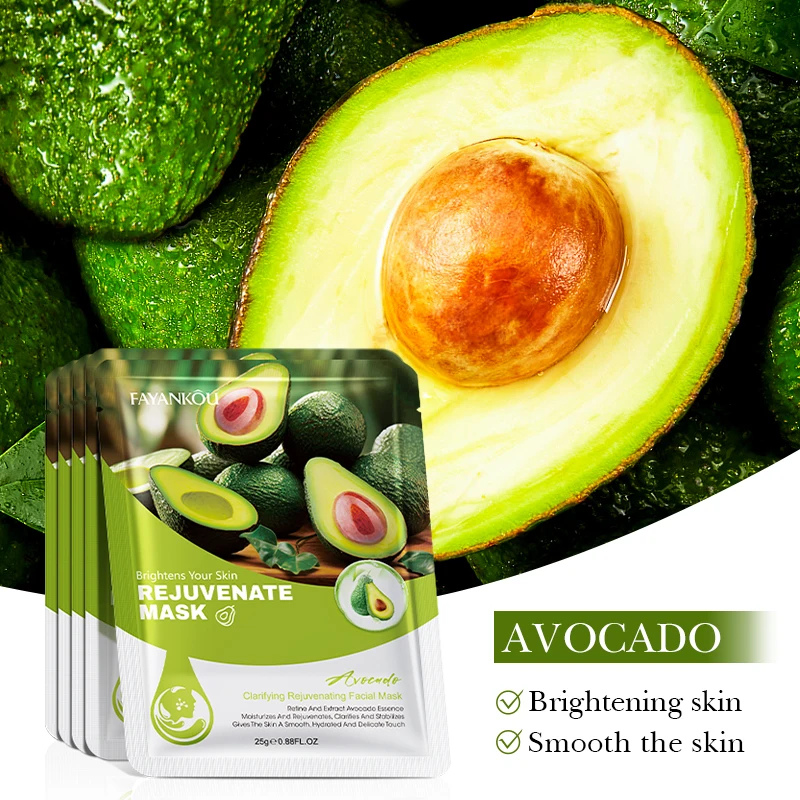 OEM FAYANKOU Wholesale Korean Avocado Clarifying Rejuvenating Face Mask Sheet Plant Extracts Hydrating Nourishing Facial Mask