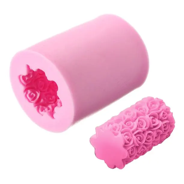 Silicone Pudding Jelly Dessert Chocolate Mould Polymer Clay Molds 3D Rose Cylindrical Candle Form Handmade Soap Mould