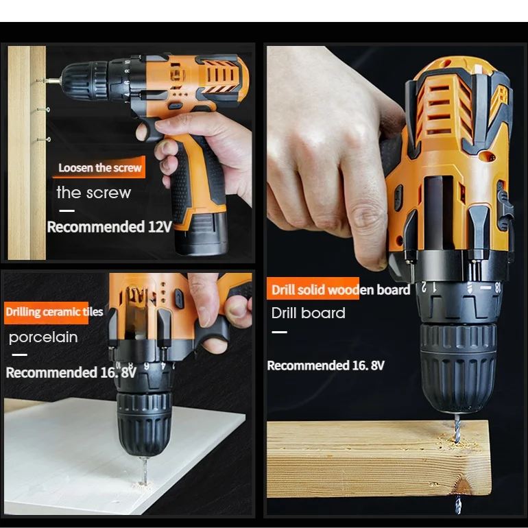 YUTUO custom logo 12V 16.8V 25V plastic box hardware power other hand tool combo kit angle grinder electric drill set