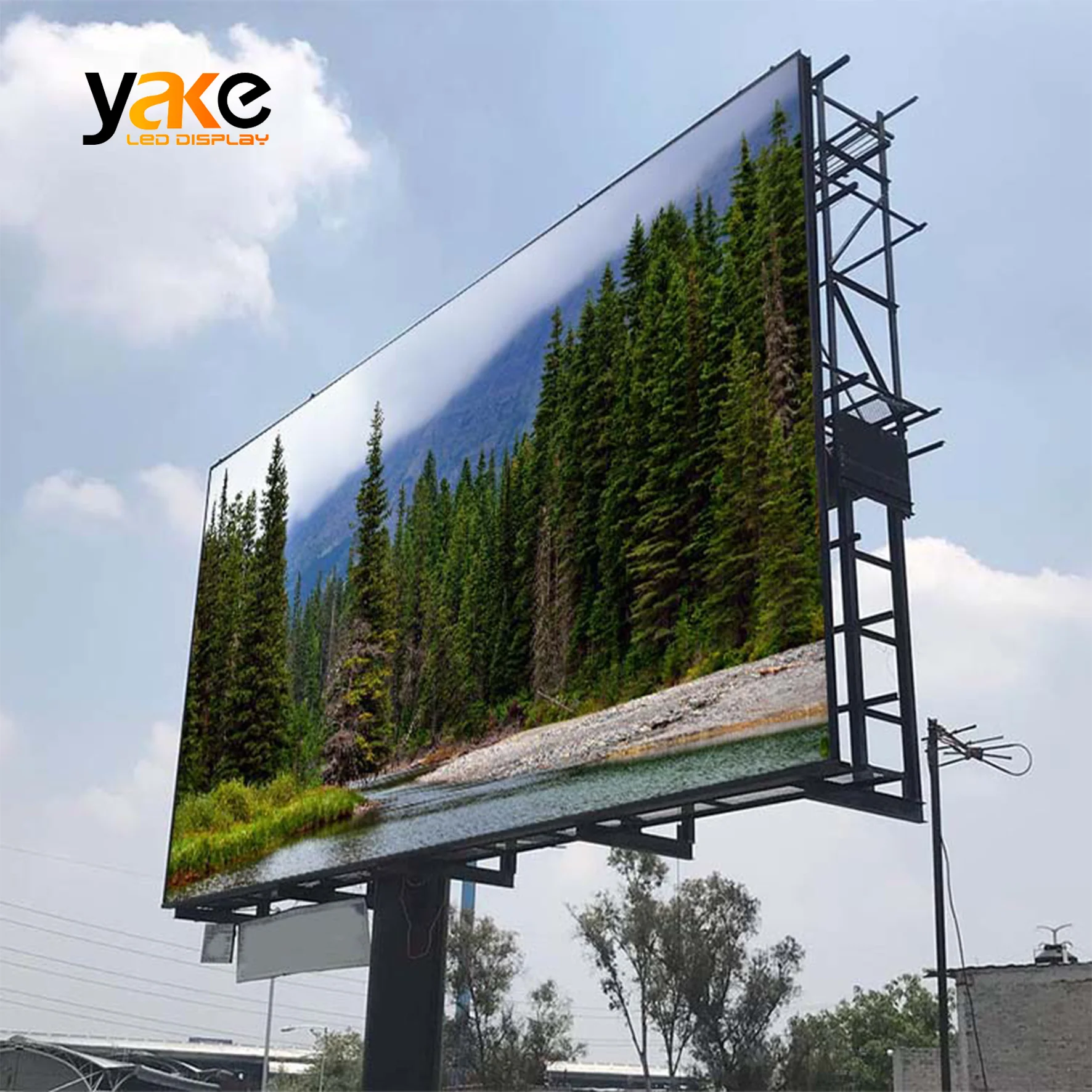 Yake Giant Outdoor Electronic Signs Double Sided Billboard Steel Structure External Outdoor Led Digital Signage Display Screens