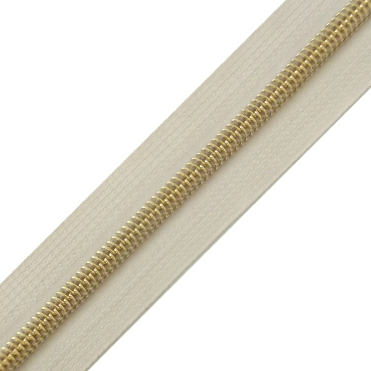 top-seller  #3  #5 nylon light gold  zipper  long chain roll zippers manufacturer
