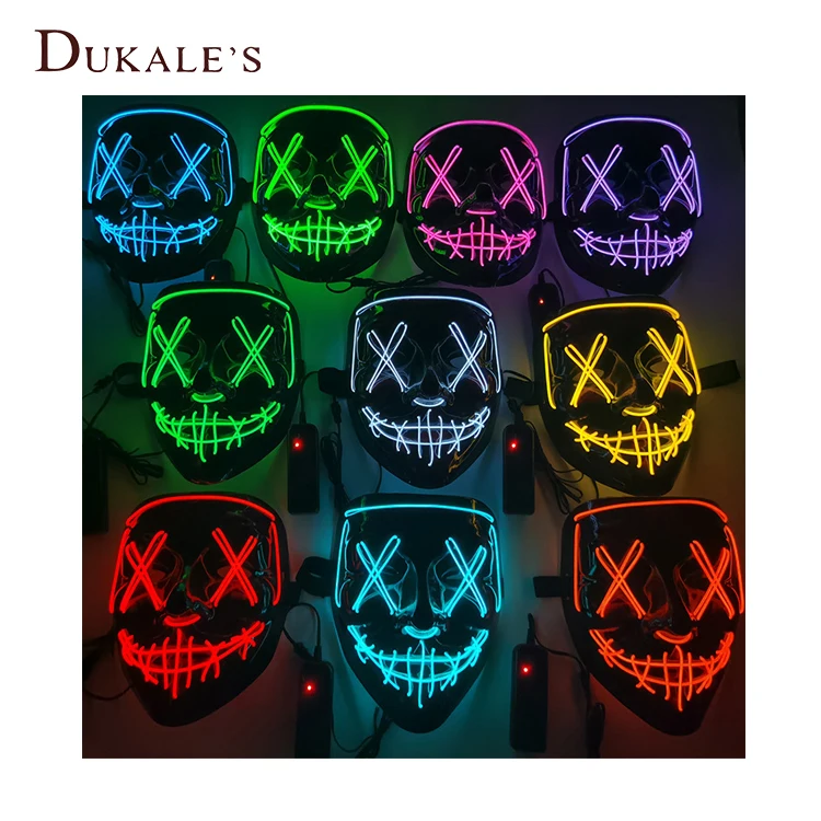 2021 Hot Halloween Led Mask Purge Neon Mask Election Mascara Costume Dj Party Light Up El Masks Glow Dark Punk Fashion Cosplay