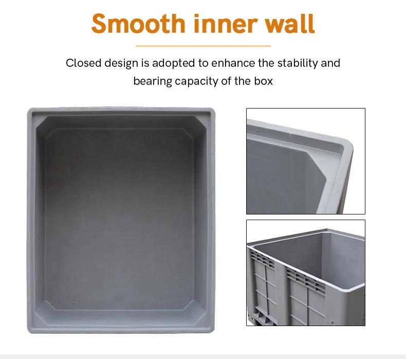Plastic Vented Pallet Box 1200*1000*760mm Custom Logo Square Vegetable Storage Gray Heavy Duty Rack