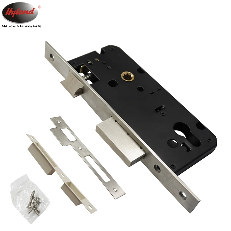 3 latches door mortise lock for entry, Hyland OEM LC85x50mm, Euro cylinder lock body