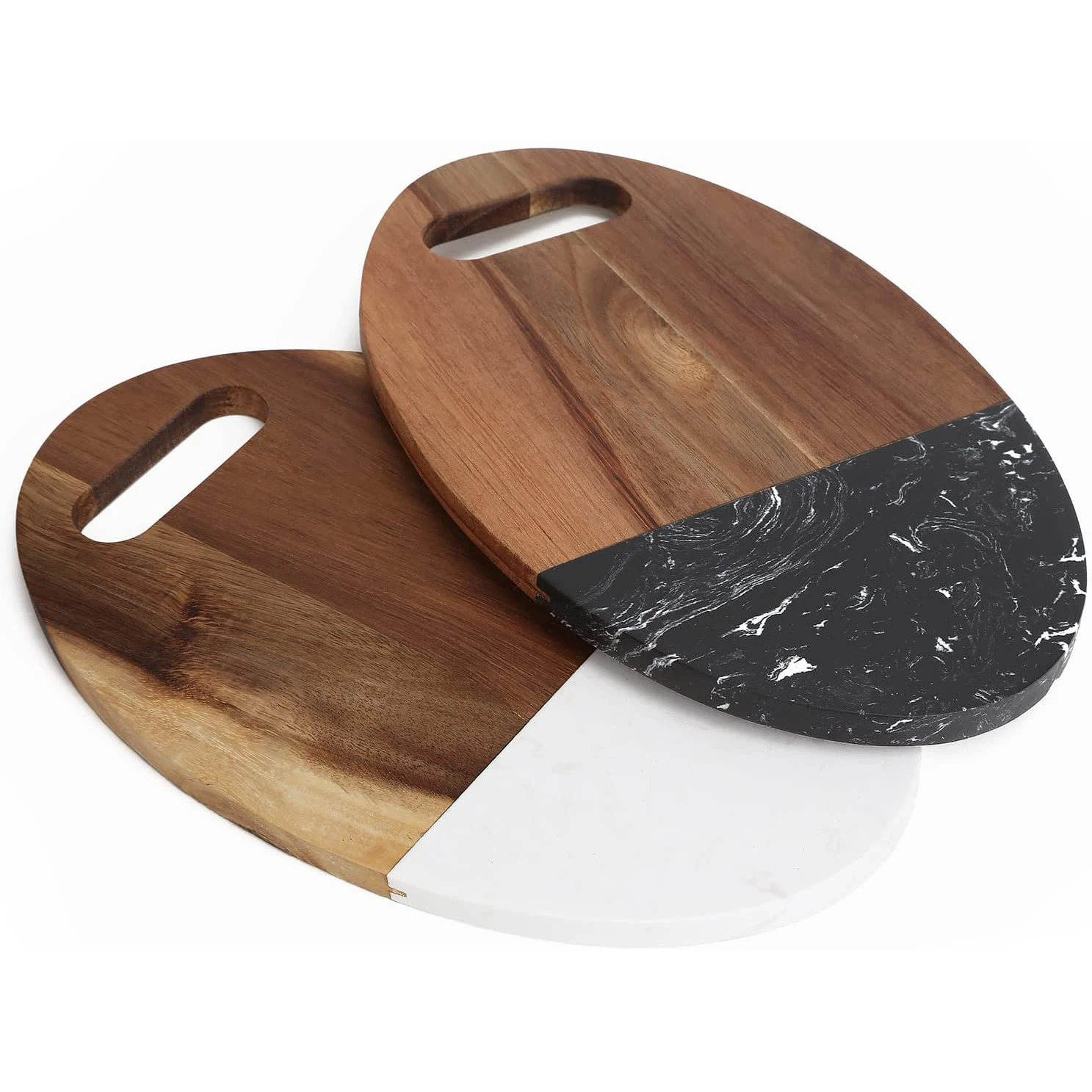 TAOTAOJU source factory solid wood fruit blocks round chopping board custom acacia wood marble splicing cutting board