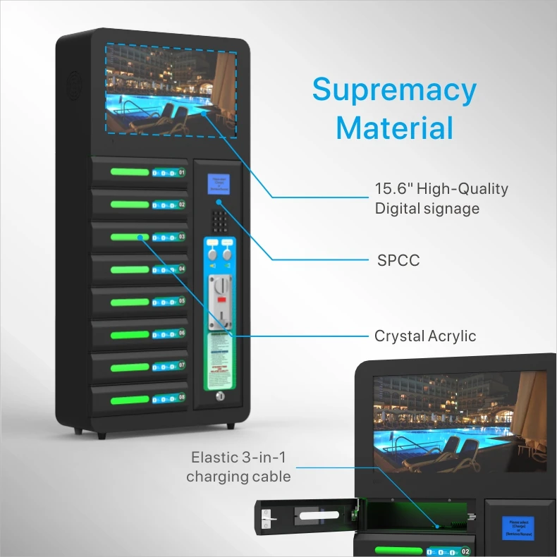 Insert coins Digital Lock Cell phone Charging Machine Mobile Phone Charge Stations Kiosk apply to Shop Office School Public