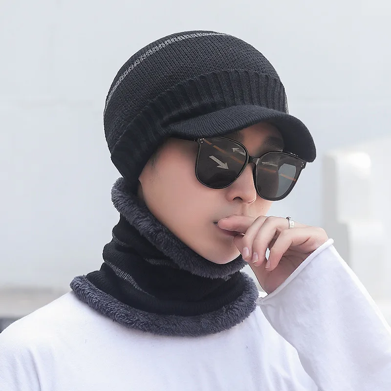 2023 New Fashion Mens Winter Hats and Scarves Beanie Knit Scarf Hat Set