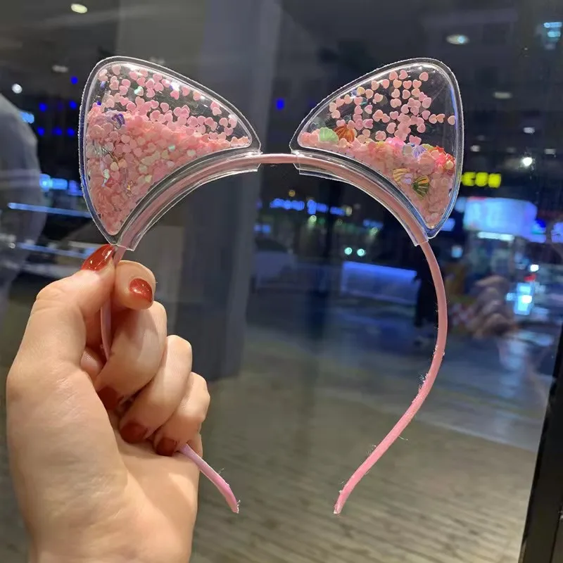 Cute Sequins Quicksand Crown Transparent Sequin Bow Headband Crown Baby Princess Bright Head Band