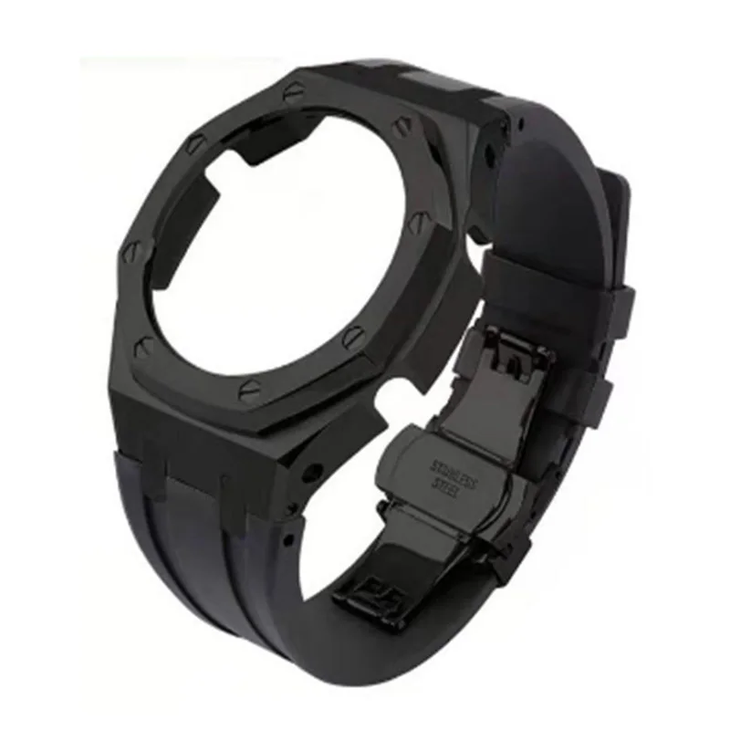 Rubber Watch Band Strap steel case Retrofit kit Replacement Set for casio GA2100 GA2110 Mod Kits