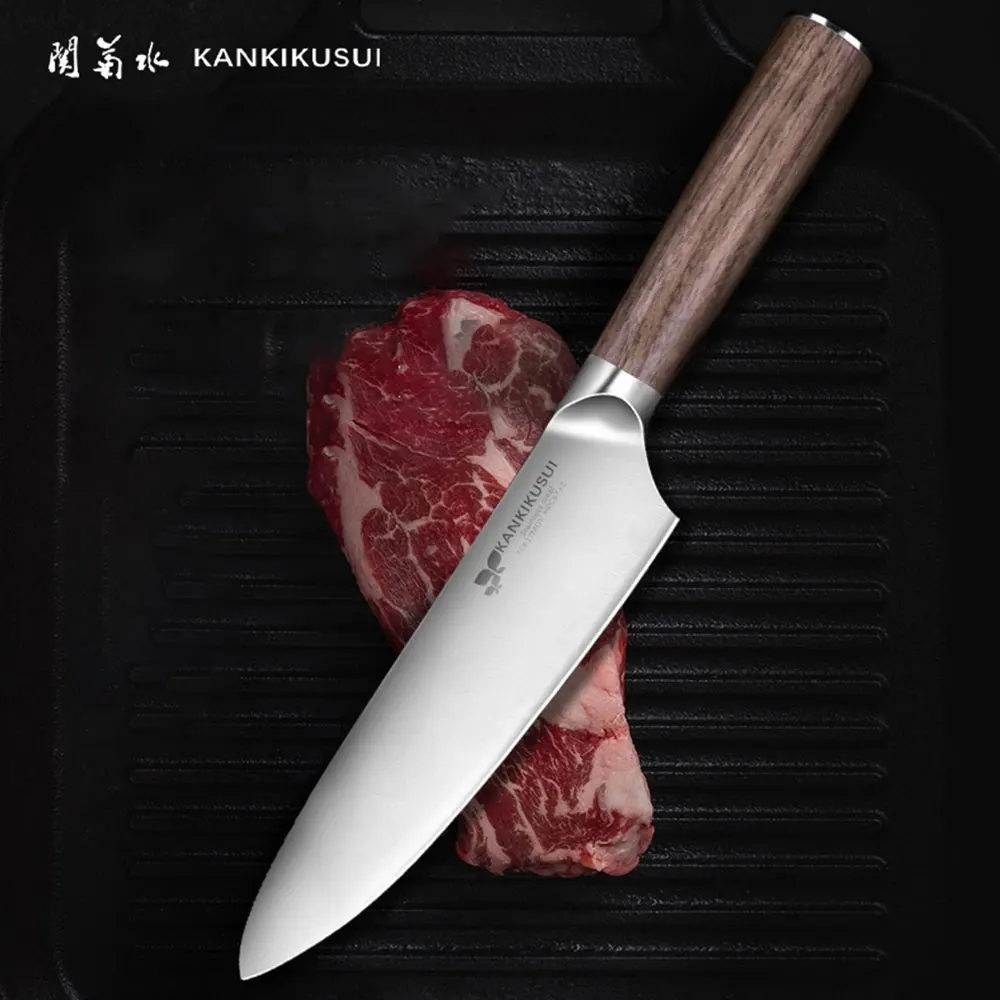 OEM&ODM Kitchen Knives 8 Inch Meat Cutting Knives Walnut Handle Stainless Steel Durable Sharp Cooking Chef Knife