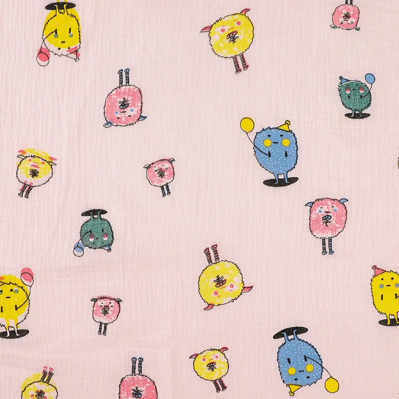 
Plaid Printed Cotton Crepe Fabric for Patchwork Breathable Double Gauze Cotton Seersucker Fabric for DIY Sewing Baby Cloth Mask 