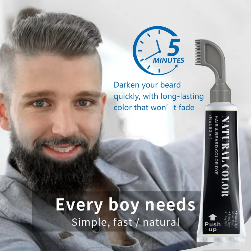 Whole Man Easy Dye Home Use Beard Coloring Comb Magic Black Hair Dye Color Comb Beard Dye Product