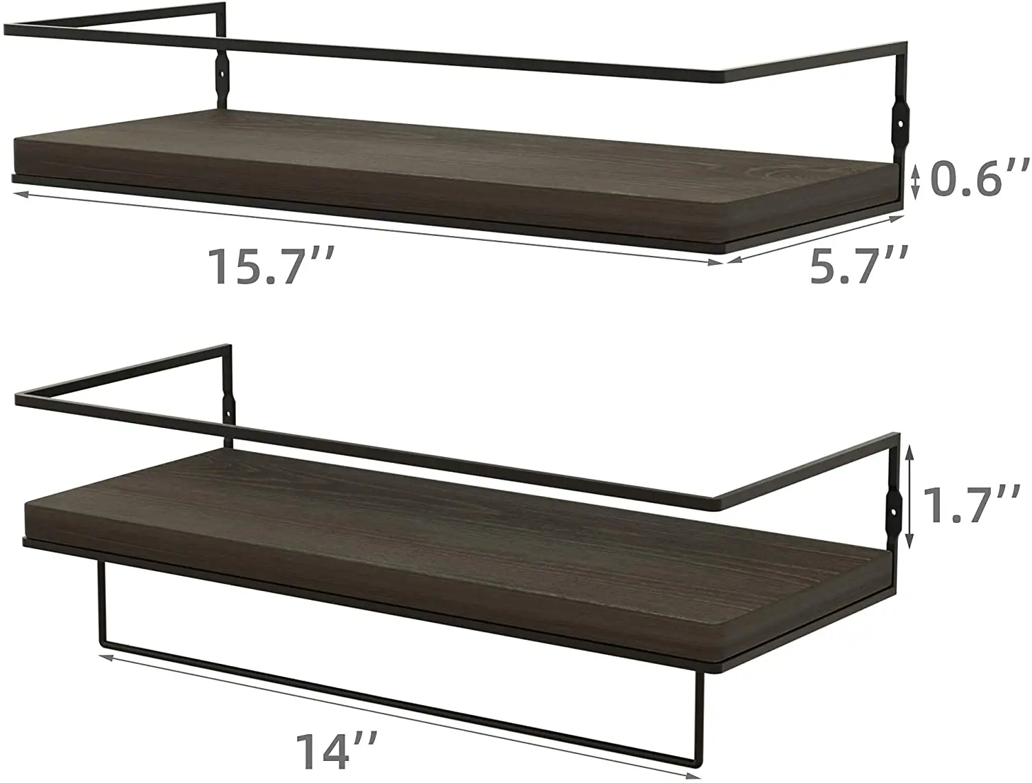 Wall Mounted Storage Shelves with Metal Frame and Towel Rack Floating Shelves for Wall
