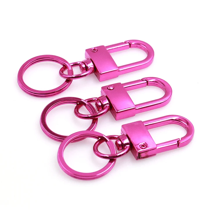 Key Chain Accessories Metal Pink Custom Paint Dog Clips Clasps Bulk Jewelry Split Ring Trigger Swivel Snap Hook For Keychain