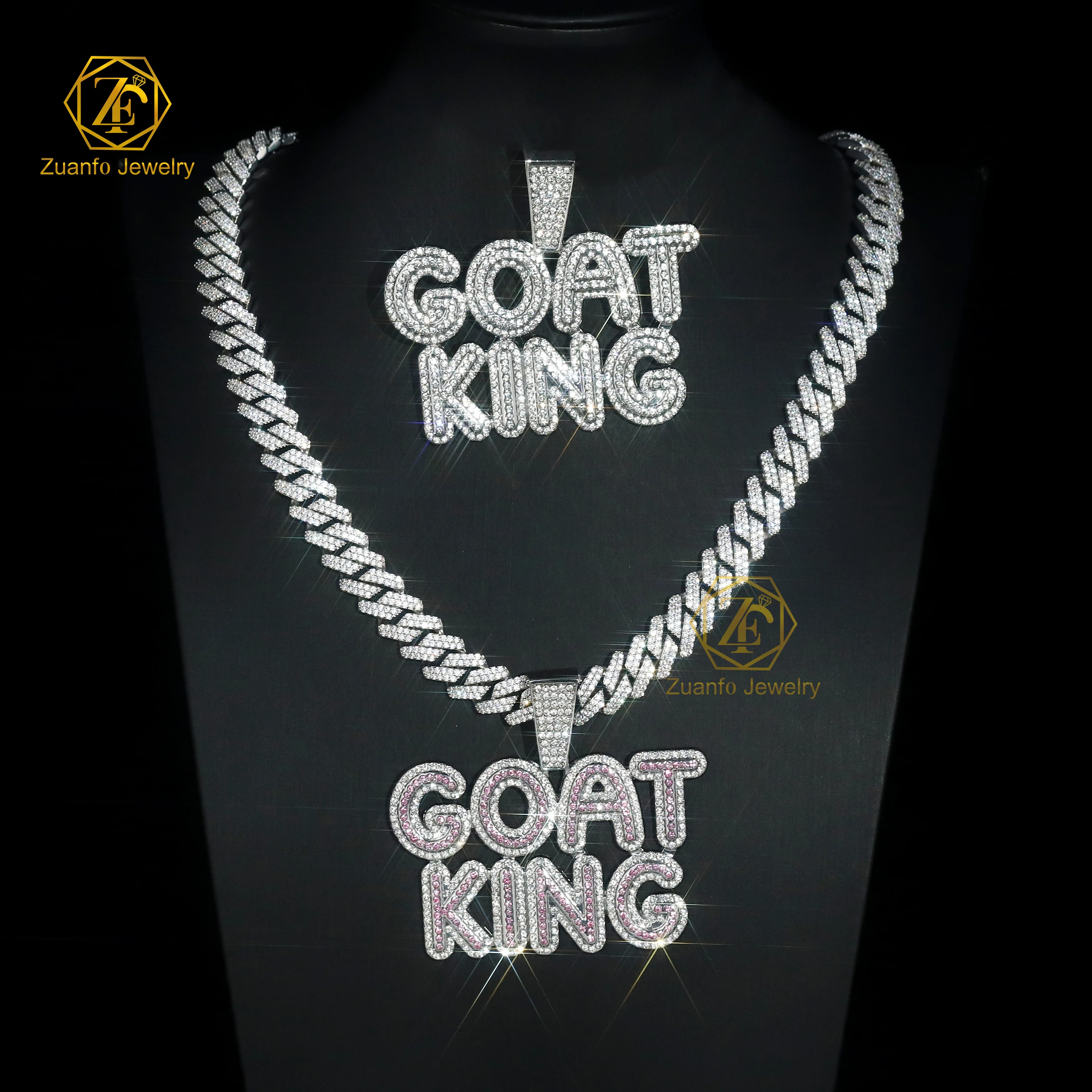 Iced Out Moissanite Pendant HipHop 925 Silver Gold Plated Letter Moissanite Pendant Charm For Party Gift
