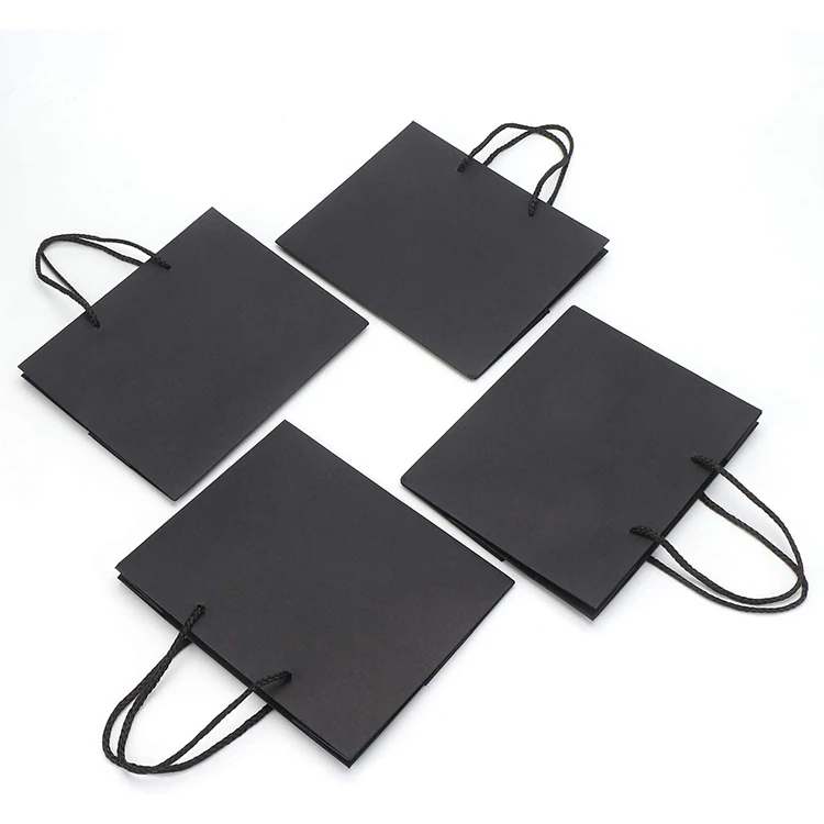 Пользовательская печать переработанных покупок оптом пользовательские крафт черный бумажный пакет