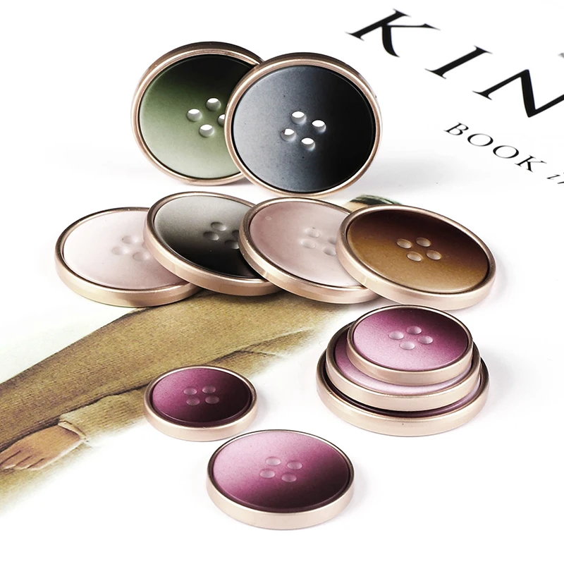 High quality luxury coat button clothes accessories embossed double-stitched button alloy four-hole jacket buttons With Coat