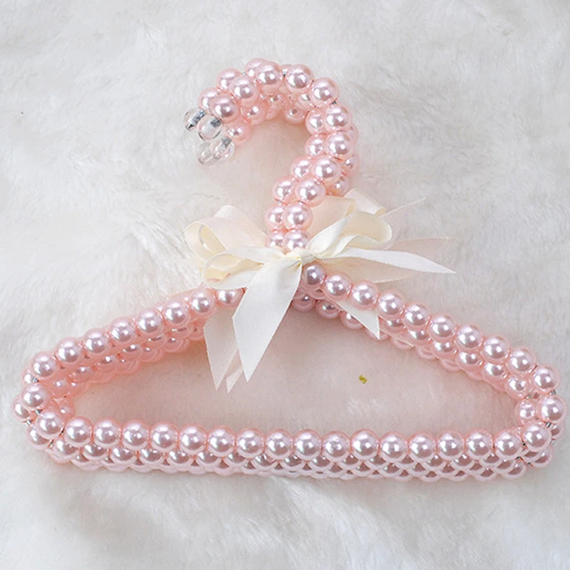 
1Pcs 20cm Children Pearl Clothing Hanger Dog Hangers for Clothes Baby kids Pearl Plastic Pet Hangers 