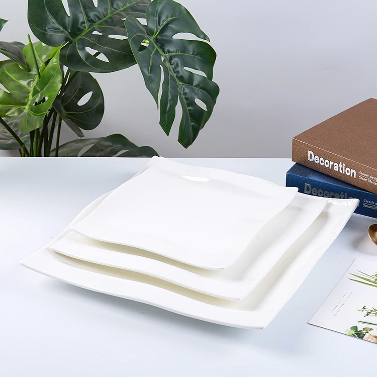 CANHUI Manufactory Supply Crockery Porcelain Serving Dinnerware set Hotel Restaurant Square Ceramic Tableware White Dinner Set