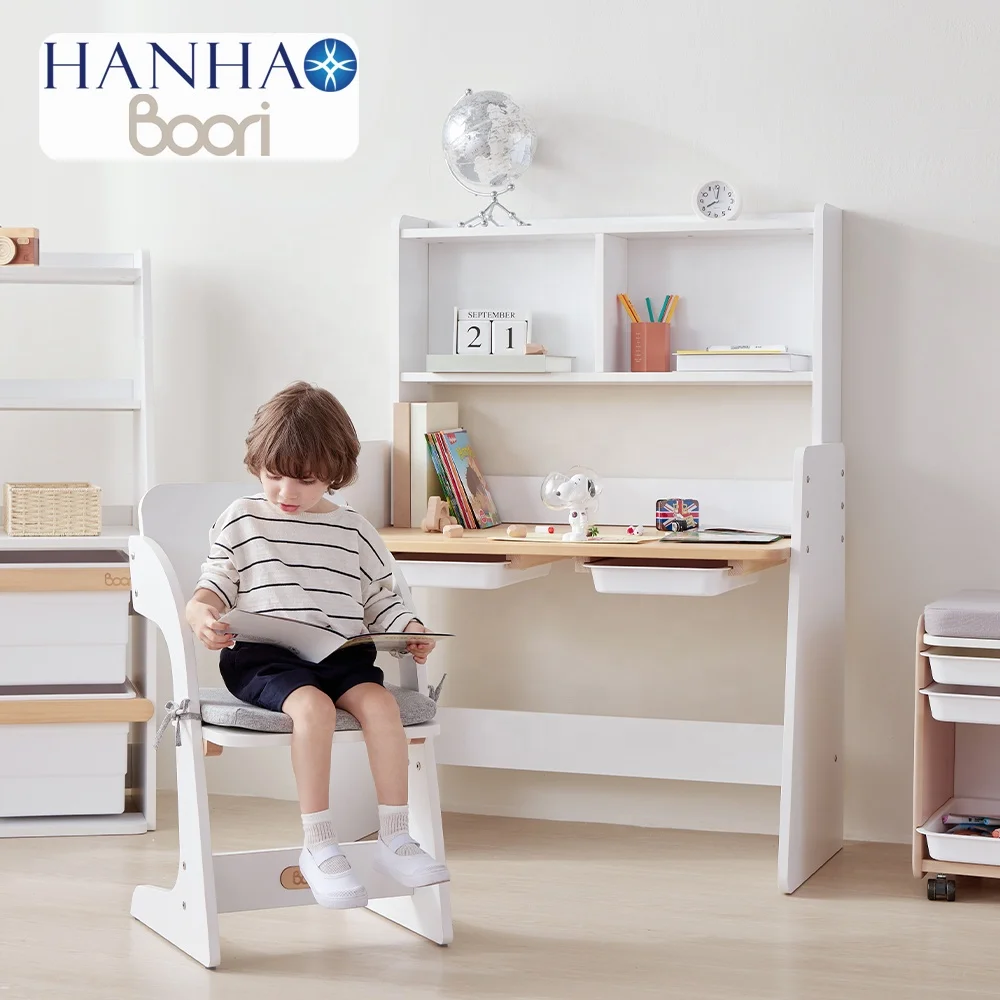 Only B2B Boori Wooden Height Adjustable Student Kids Study Desk Table Chair Set For Children