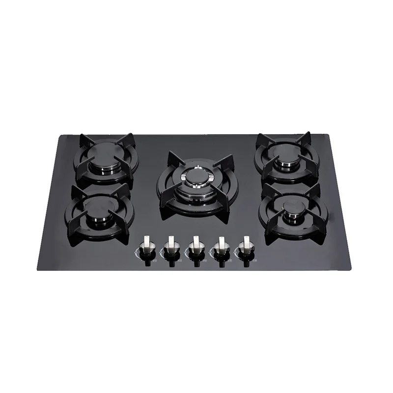 
Kitchen 5 Burner Tempered Glass Gas Stove Builtin Stoves Natural Gas Hob Cooker 