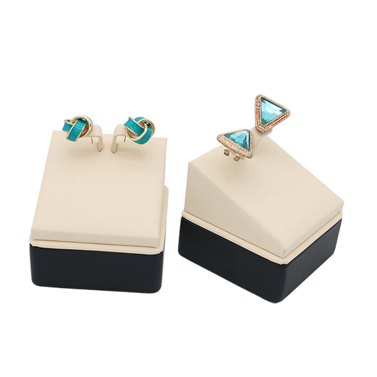 OEM LOGO Custom PU leather Insert Luxury Jewelry Shop Exhibitor Showcase Jewelry display Stand Set For Store