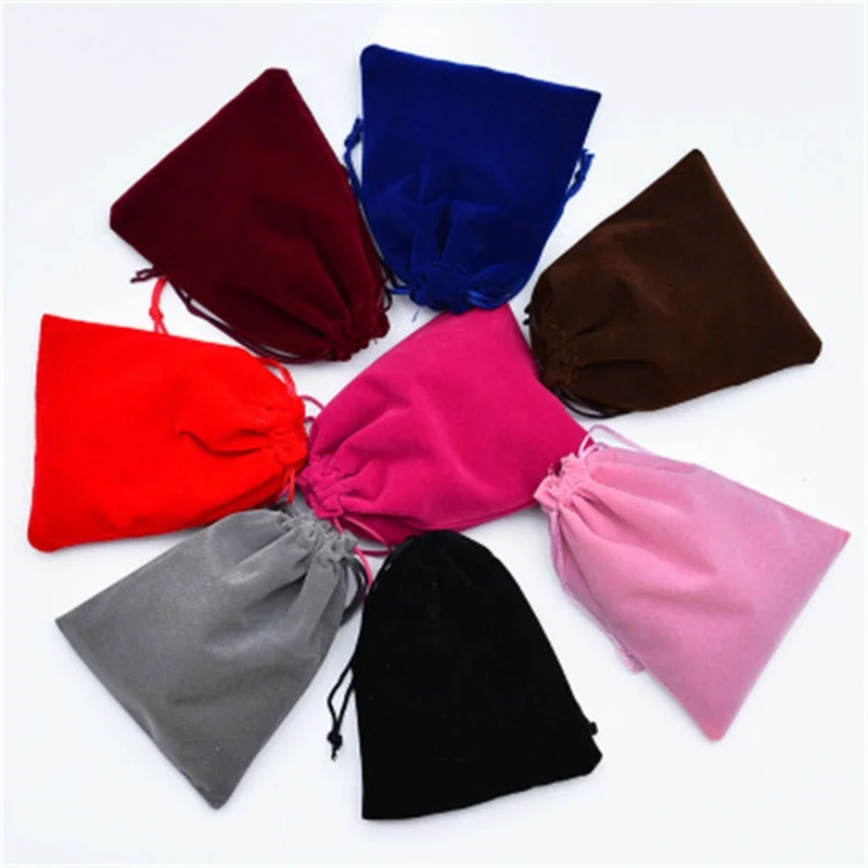Оптовая продажа 9x12 см 10x15 см маленькие розовые бархатные сумки на шнурке бархатный мешочек для ювелирных изделий