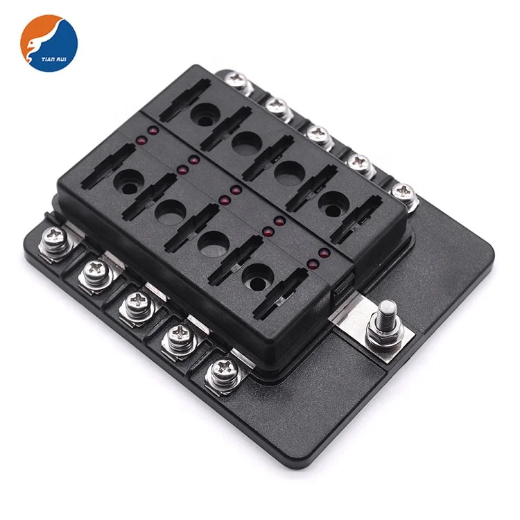 PC Cover Screw Nut Terminal 4 6 8 10 12 Way Position Circuit Car Fuse Blocks Holder with Red LED Indicator