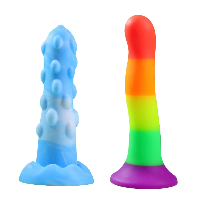 Fantasy Dildo Slim Beginner Dildo Lifelike Soft Silicone Knot Thin Dildos Realistic Small Penis with Suction Sex Toys for Women