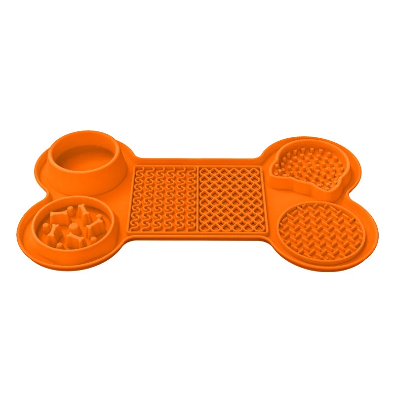 2023 All in One Non Spill Hot Selling Customize Logo Double Portable Pet Dog Water Print Dog Supply Silicone Pet Bowl Mat 5.01 R