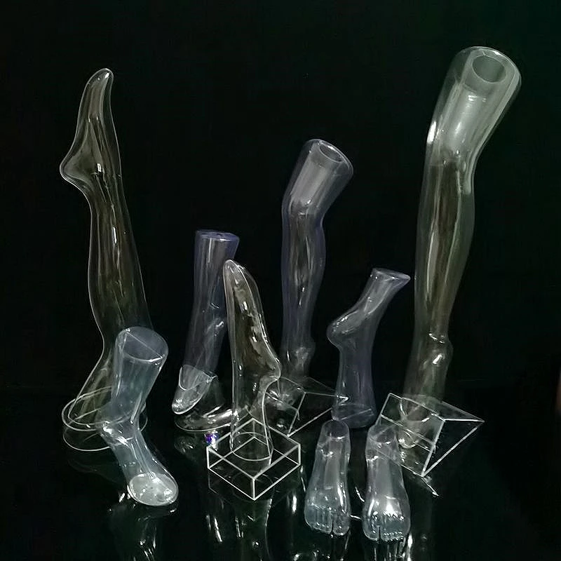 Clear Plastic Foot Socks Forms Display Ankle Mannequin Model Transparent Long Foot Mannequin for Socks Shoe Display