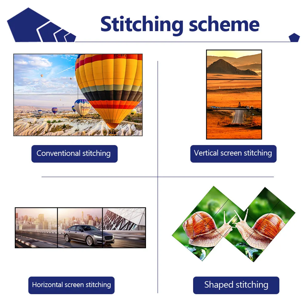 46 49 55 inch indoor video wall 500cd Brightness HD display Ultra narrow edge 3x3 splicing screens DID LCD video wall