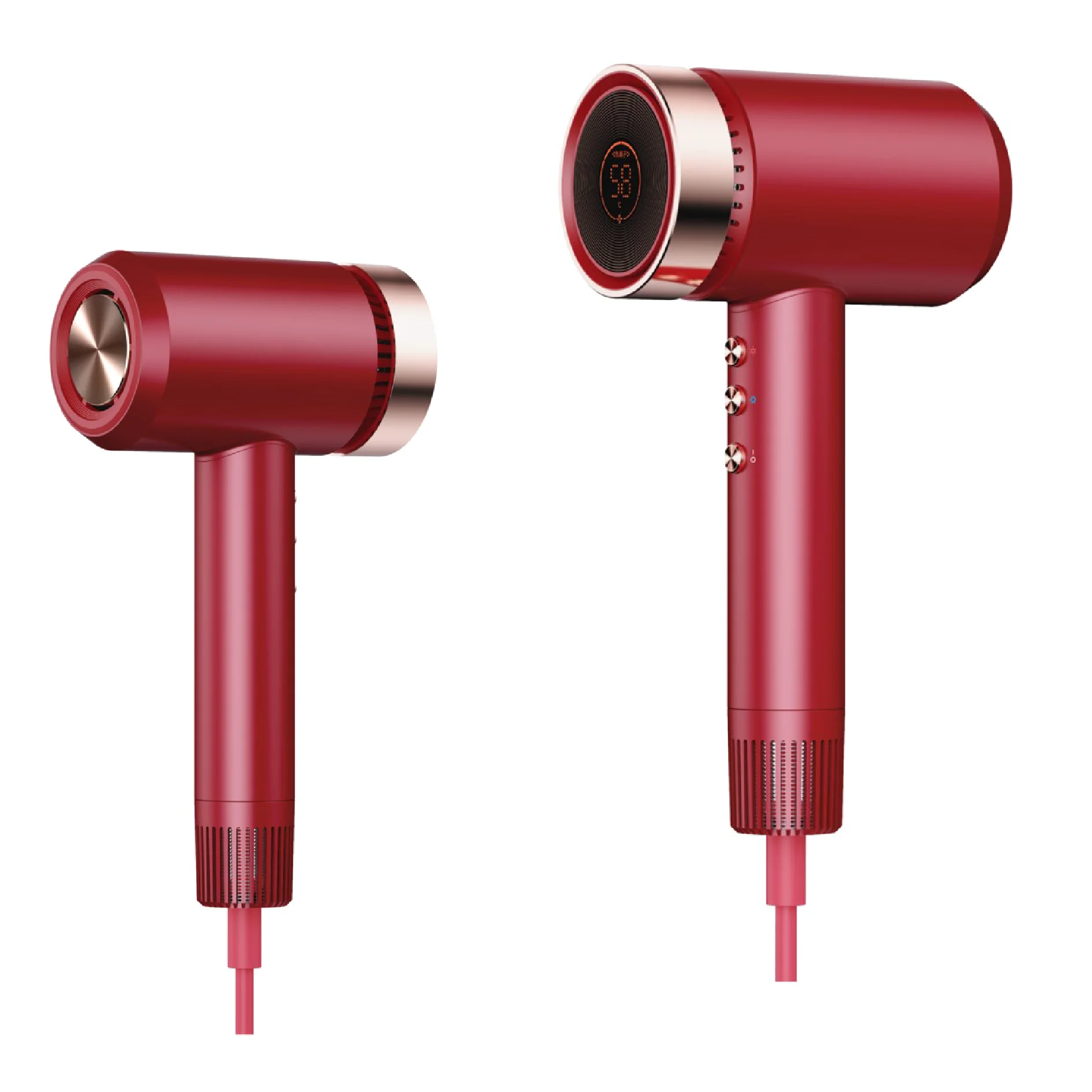 Pink Digital USB Hair Dryer Brushless and Safe High Speed Ionic and Anionic for Salons Hotels Concentrator Nozzle DC Motor