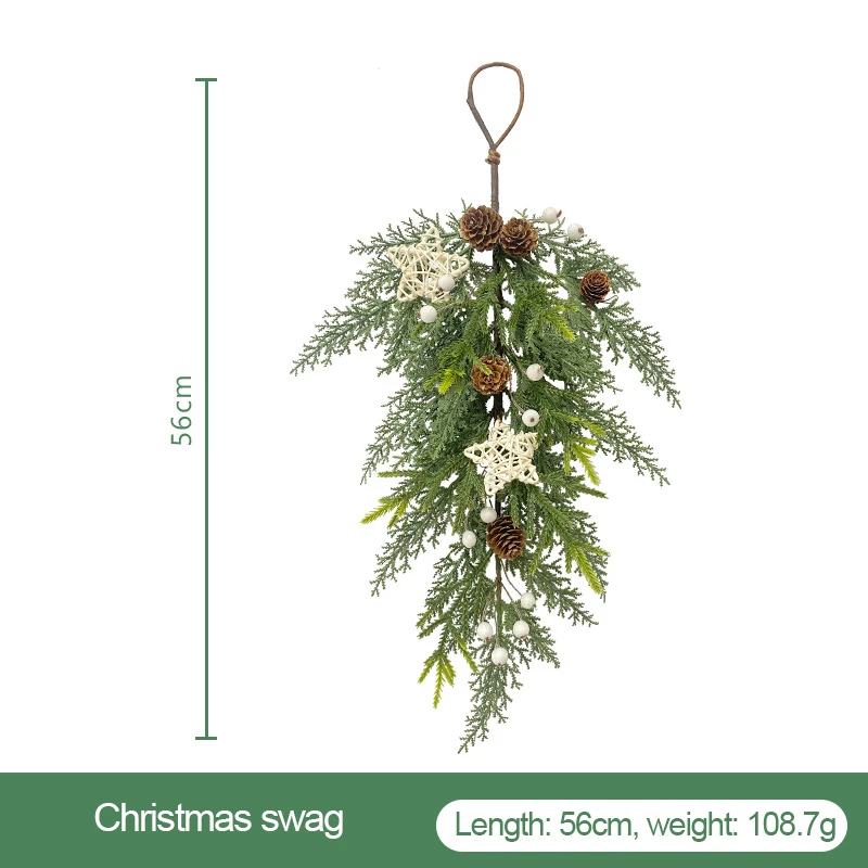 Christmas Decor Greenery Plant Artificial Cypress Pine Branches Real Touch Pine Cone Swag Winter Decor Wreath for Holiday Decor