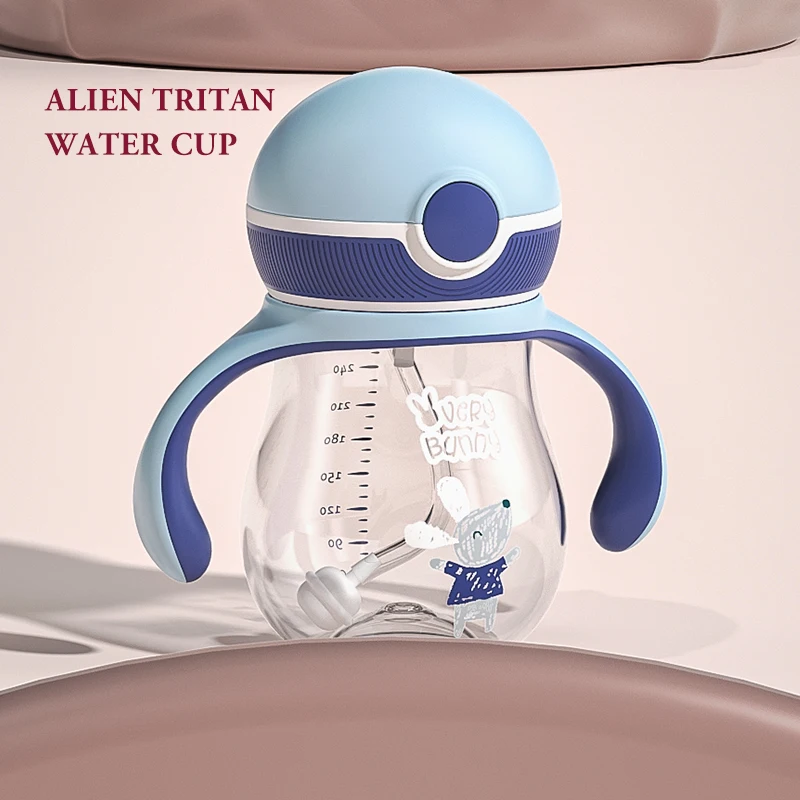 New design 260ml water straw cup with handle for training