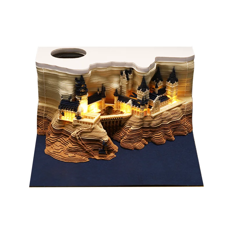 Magic Castle Environmental Art Paper cut Paper Sculpture Decoration Notebook High end Business Gift 3D memo pad (1600244466987)