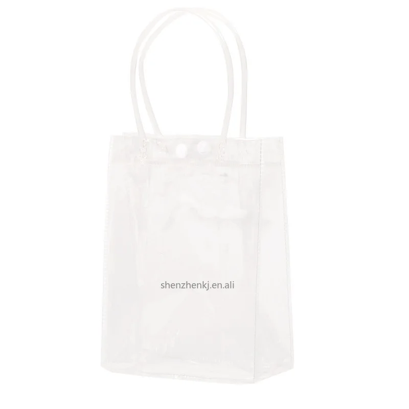 Transparent Soft PVC Gift Tote Packaging Bags with Hand Loop Clear Plastic Handbag Cosmetic Bag