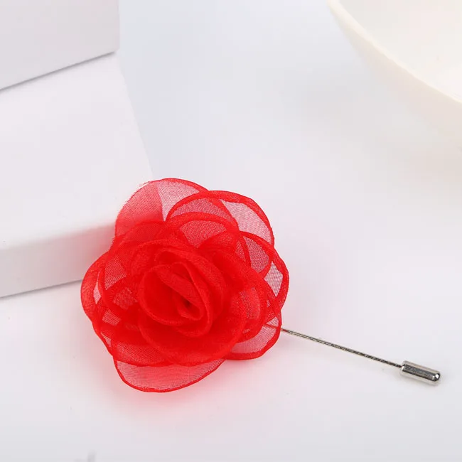 xiamen handmade flower webbing chiffon brooch pin