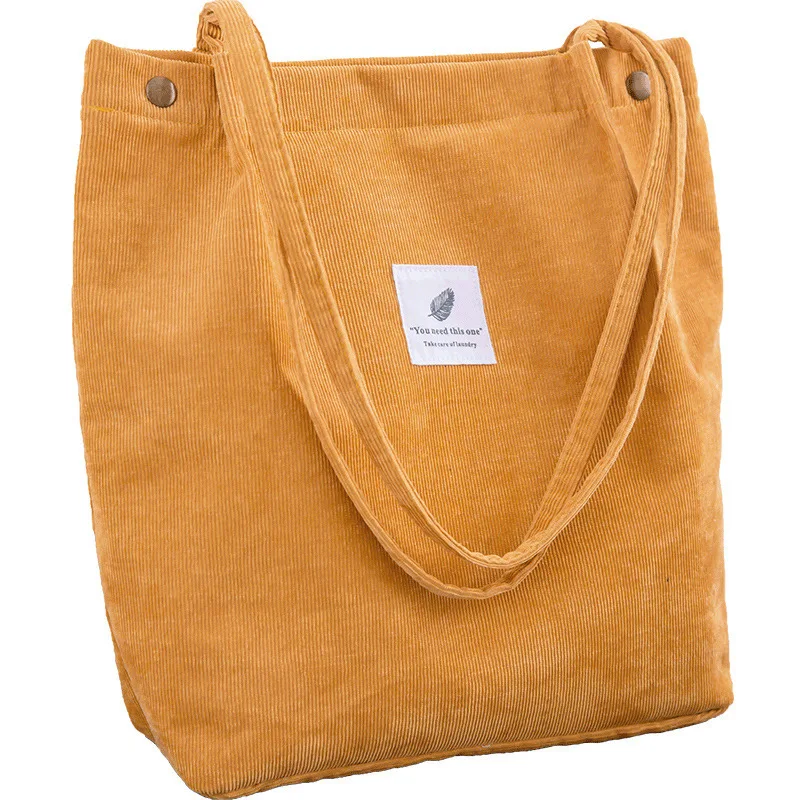 Good Quality Reusable Corduroy Tote Bags Fabric Canvas Cotton Shopping Tote Bag With Custom Printed Logo