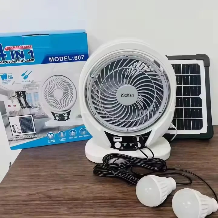 iSolfan 8'Portable Personal Table Fan on Solar Energy 12V 10W DC Cooling Electric Chargeable Solar Inverter Fans Kit for House