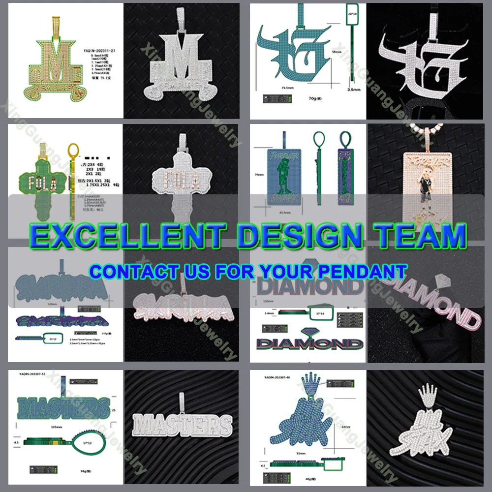 RTS VVS Diamond Pass Diamond Tester Iced Out Moissanite Pendant Custom 925 Silver Hip Hop  Fine Jewelry Pendant Link Chain