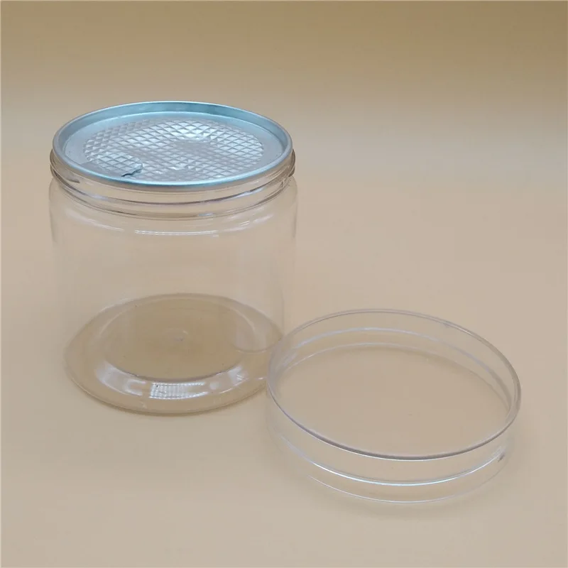 MAYSURE Wholesale Airtight Cylinder Round Plastic Food Jars Empty Cookies Bottles for Snack Storage Jars with Screw Lid 300ML