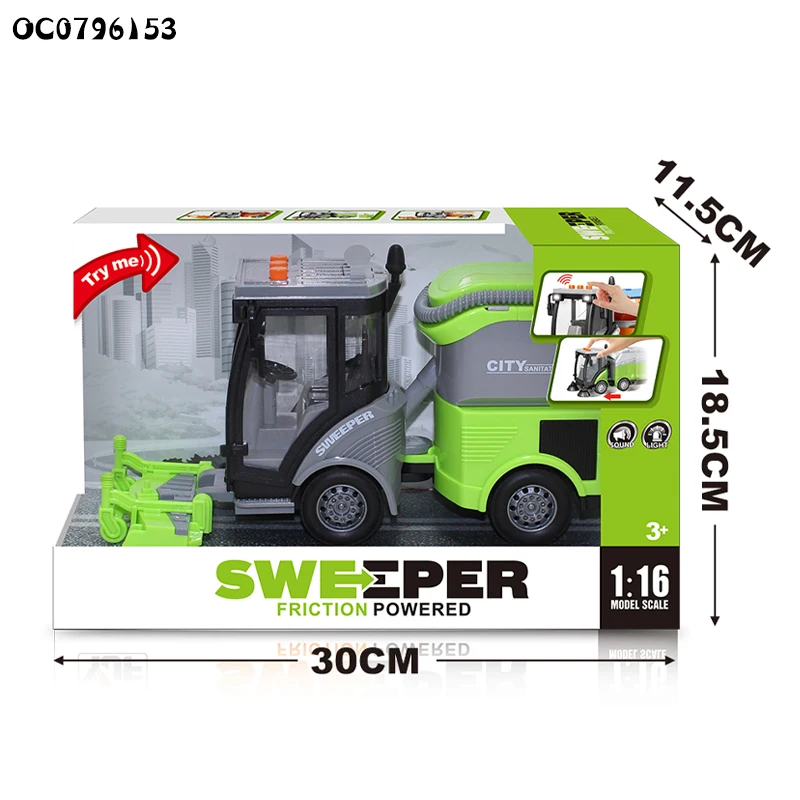 1:16 Kids children friction power set vacuum sweeper truck toy with light sound
