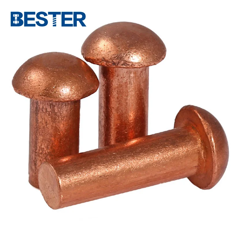 red pure copper brass round dome mushroom truss head solid rivet
